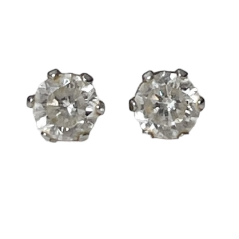 Vintage silver simulated diamond small stud earrings